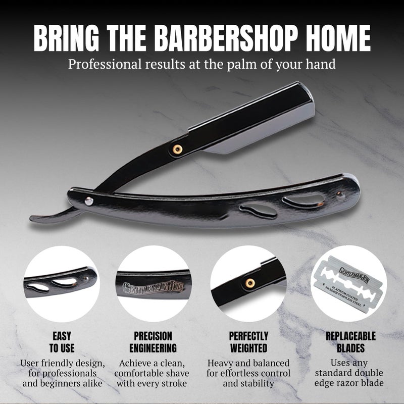 Gentleman Jon Straight Razor Shaving Kit - Vintage Wet Shave Grooming Set, Includes Straight Edge Razors for Men, Badger Hair Shaving Brush, Alum Block, Shave Soap, Bowl & Double Edge Safety Blades - Image 5